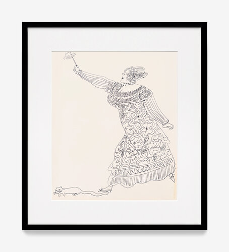 Woman with a Cat Holding a Hat di Andy Warhol, Opera su carta in vendita su Singulart