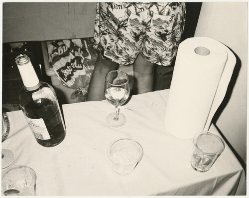Liquor bottle, glasses and paper towel still life van Andy Warhol, Fotografie te koop op Singulart