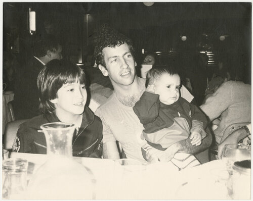 Sean Lennon with Kenny Scharf and his son di Andy Warhol, Fotografia in vendita su Singulart