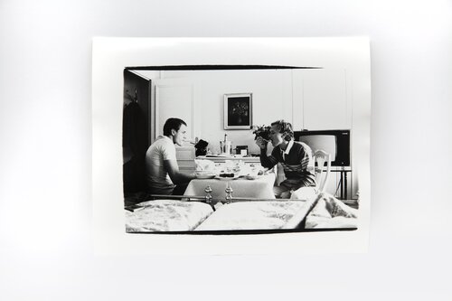 Jed Johnson and Thomas Ammann in Hotel Room, Monte Carlo van Andy Warhol, Fotografie te koop op Singulart