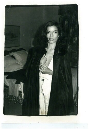 Bianca Jagger in black coat in Hotel Room van Andy Warhol, Fotografie te koop op Singulart