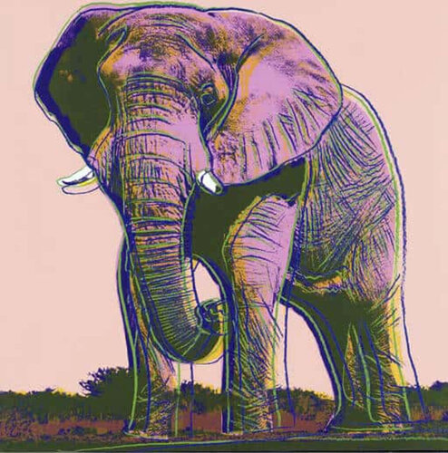 African Elephant, Endangered Species Series (FS II.293) di Andy Warhol, Stampa in vendita su Singulart