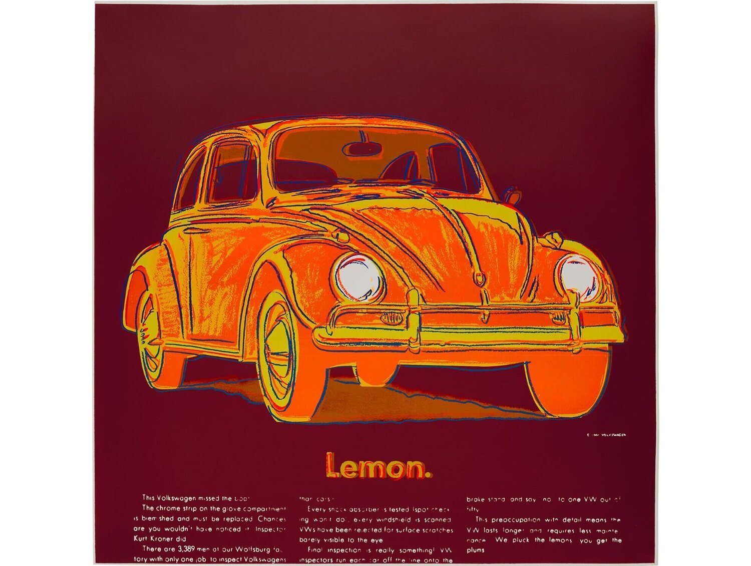 Volkswagen Trial Proof (Lemon) (F&S II.358) Andy Warhol Druck zu verkaufen