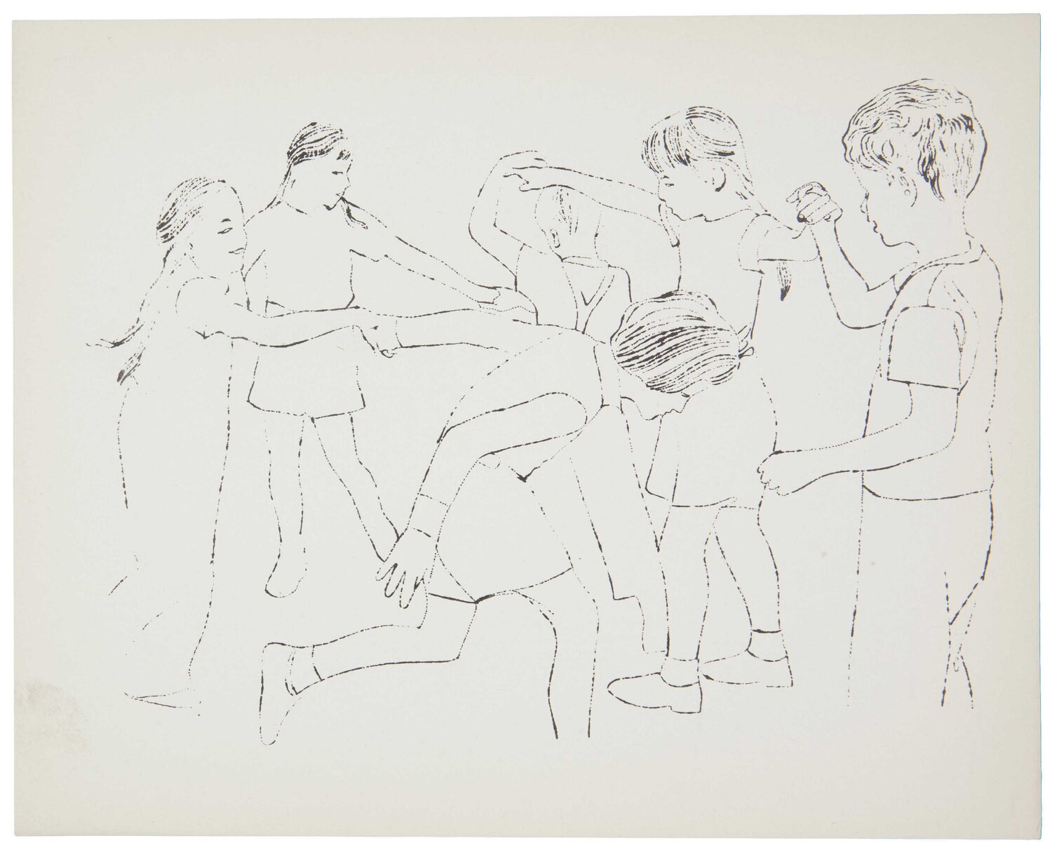 Children Playing Ring Around the Rosie, Happy December Andy Warhol Druck zu verkaufen
