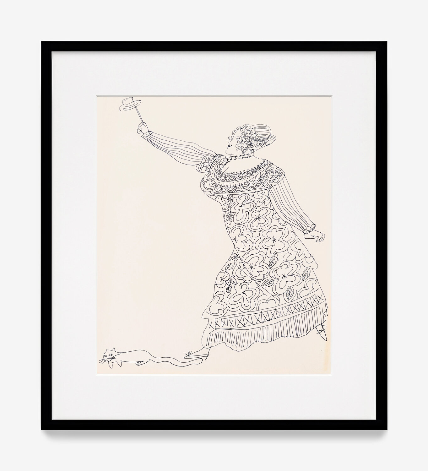 Woman with a Cat Holding a Hat Andy Warhol Werk auf Papier zu verkaufen