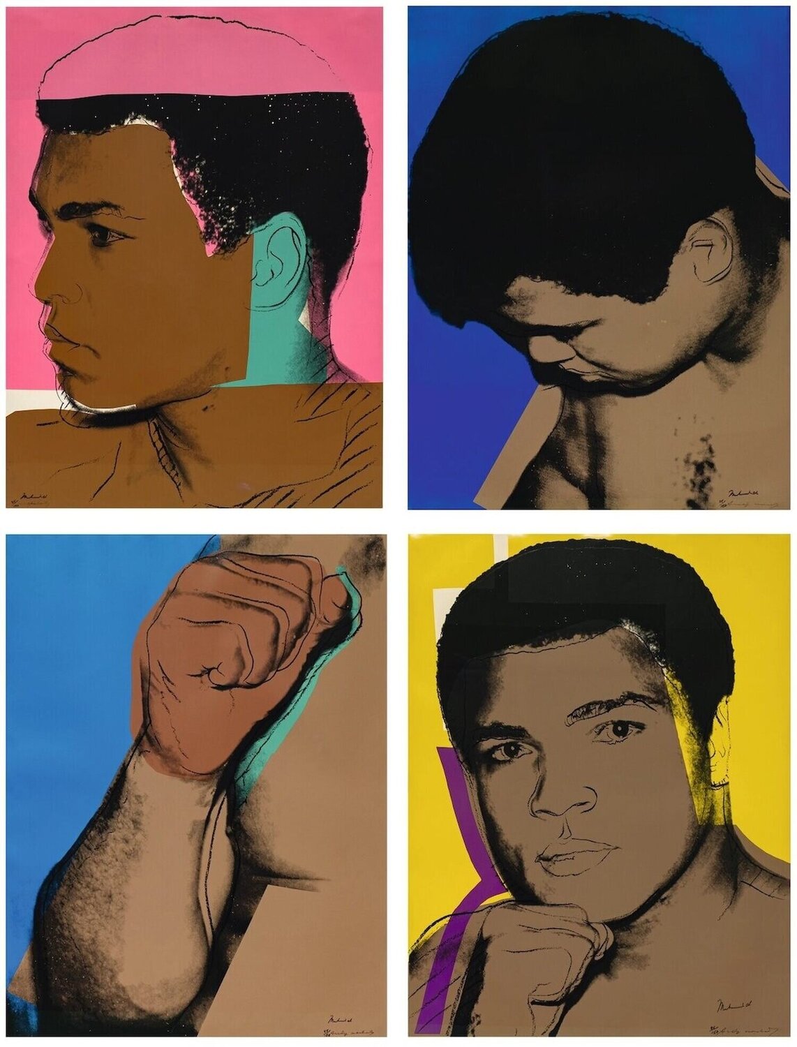 Muhammad Ali, Complete Portfolio (FS II.179-182) (Signed By Ali And Warhol) Andy Warhol Druck zu verkaufen