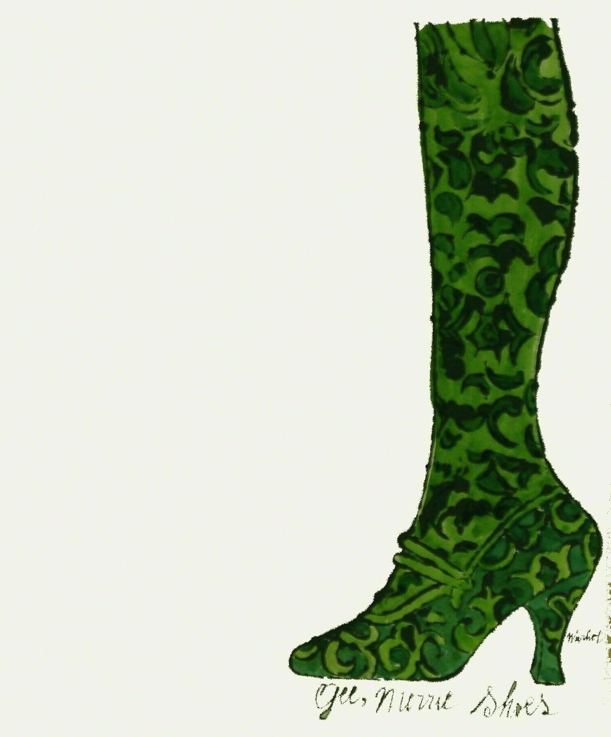 Gee, Merrie Shoes (Green) Andy Warhol Opera su carta in vendita