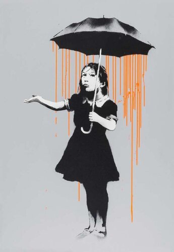 Nola AP (Dark Orange to Light Orange Rain) di Banksy, Stampa in vendita su Singulart