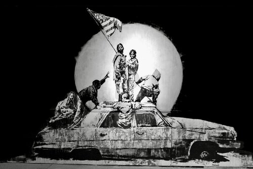 Flag (Silver) di Banksy, Stampa in vendita su Singulart