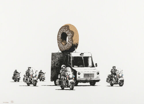 Donuts (chocolate) di Banksy, Stampa in vendita su Singulart