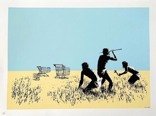 Trolley Hunters (Colour) (Signed) van Banksy, Afdruk te koop op Singulart