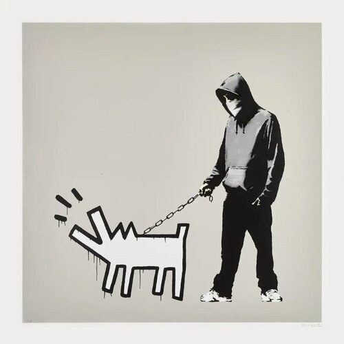 Choose Your Weapon (Queue Jumping Grey) van Banksy, Afdruk te koop op Singulart