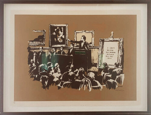 Morons (Sepia- Signed) di Banksy, Stampa in vendita su Singulart