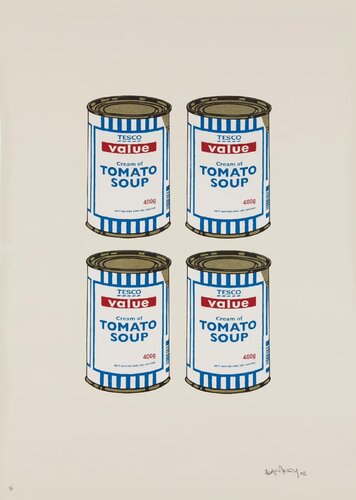 Soup Cans Quad (Cream Paper) van Banksy, Afdruk te koop op Singulart