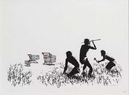 Trolleys (Black & White) von Banksy, Druck kaufen auf Singulart