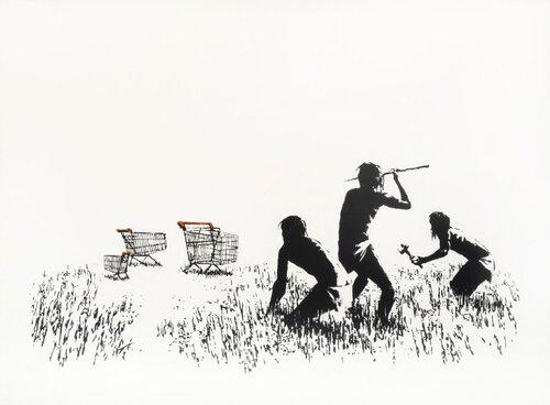 Trolleys (Black and White)  von Banksy, Druck kaufen auf Singulart