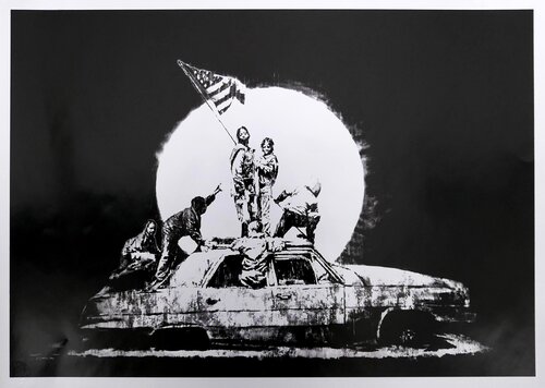 Flag (Silver) by Banksy, Print for Sale on Singulart