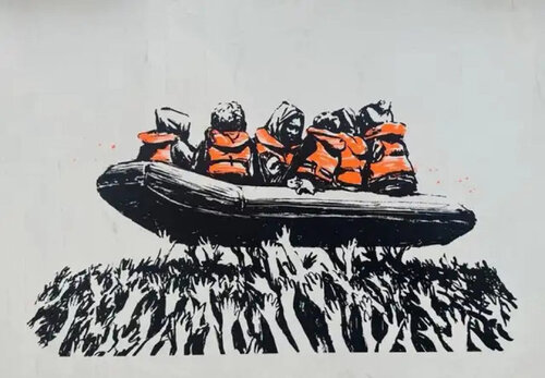 Migrant Boat (Glastonbury 2025 Poster) von Banksy, Druck kaufen auf Singulart
