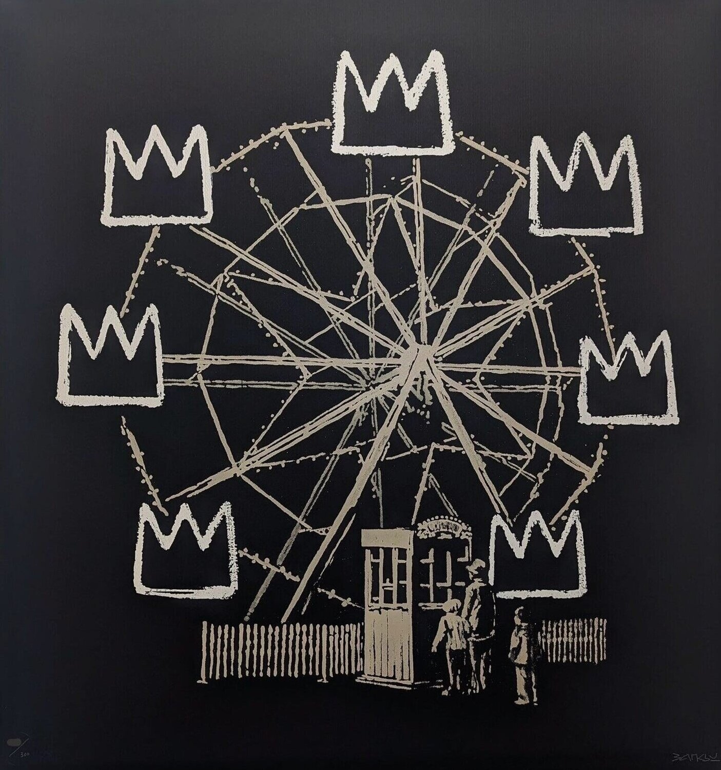 Banksquiat (Black) signed Banksy Stampa in vendita