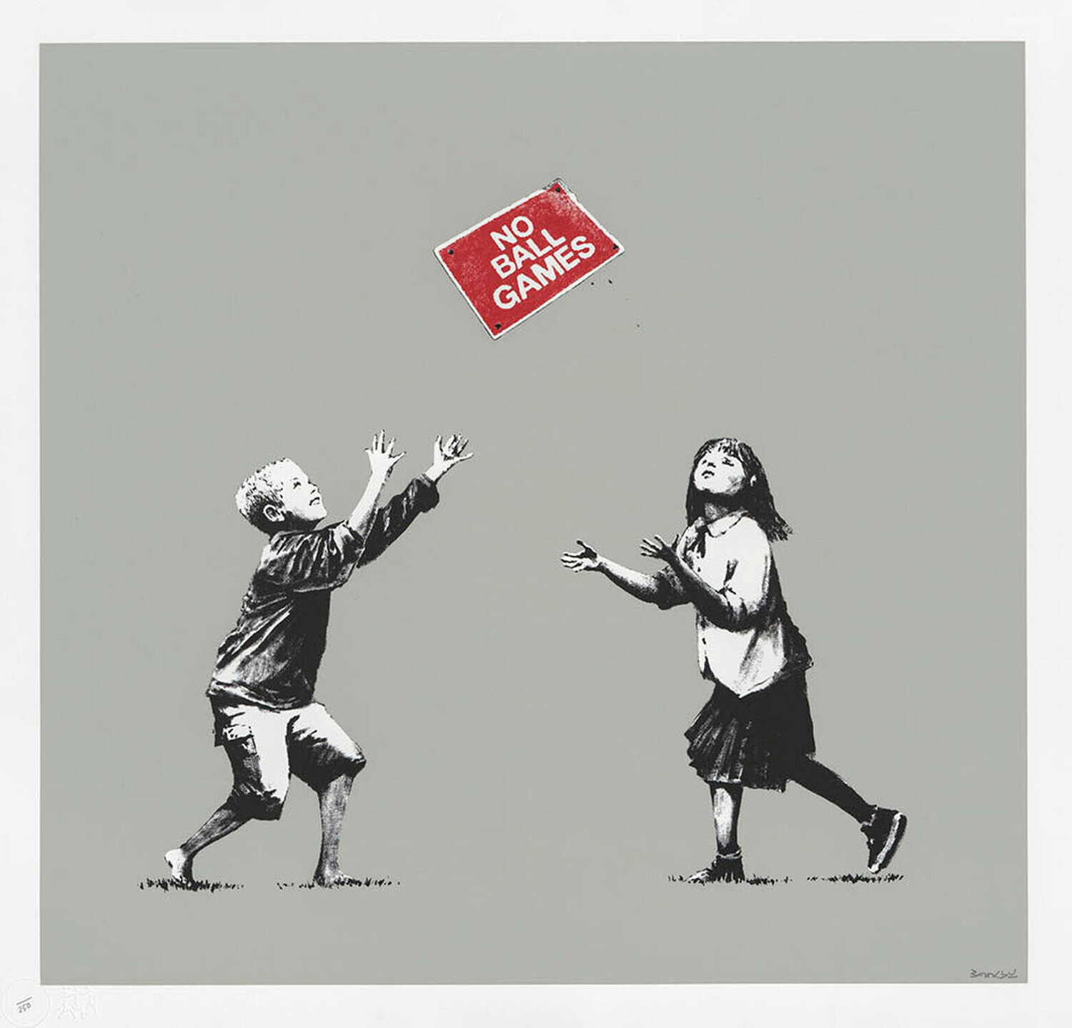 No Ball Games, Grey Banksy Stampa in vendita
