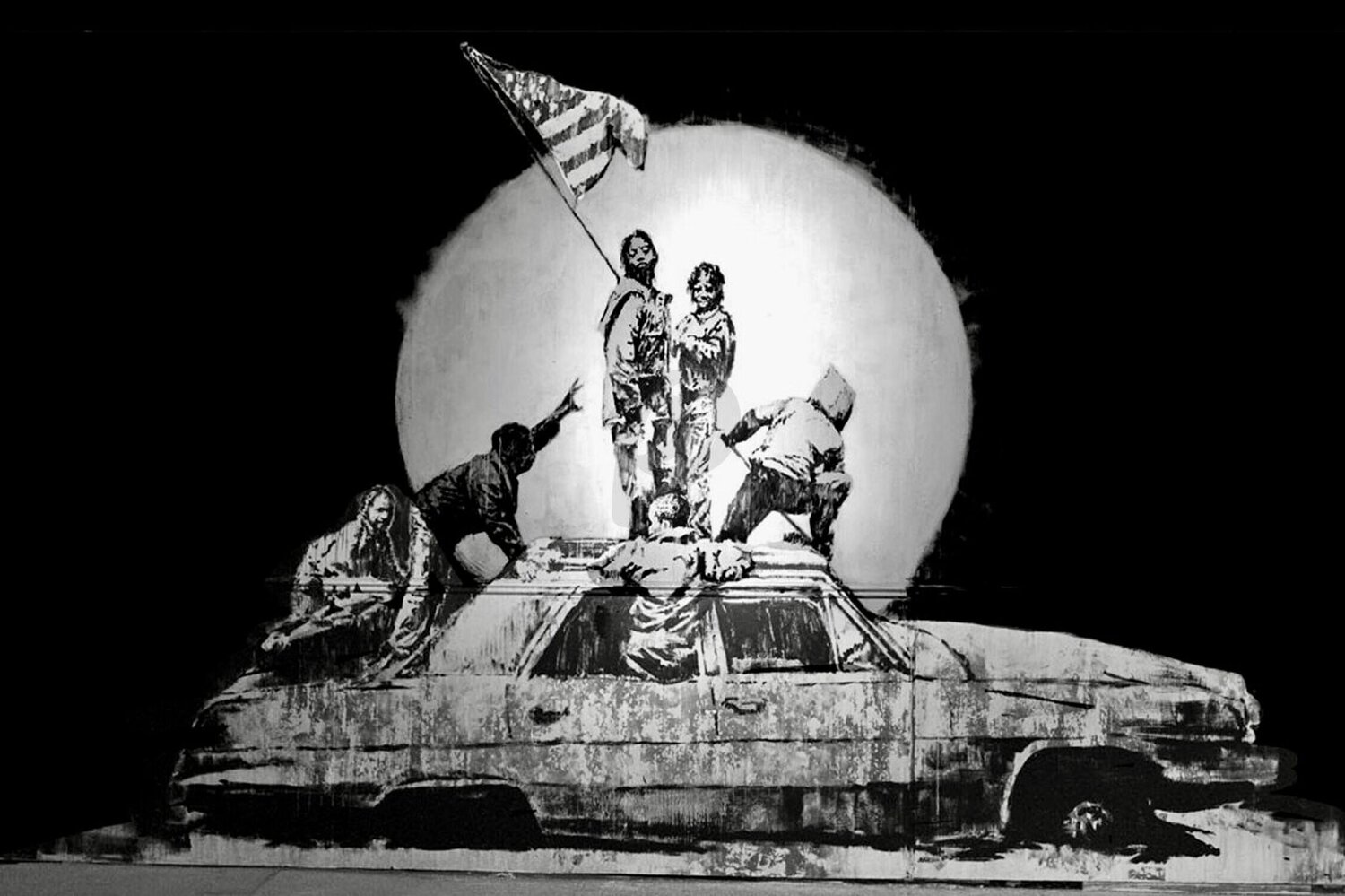 Flag (Silver) Banksy Stampa in vendita