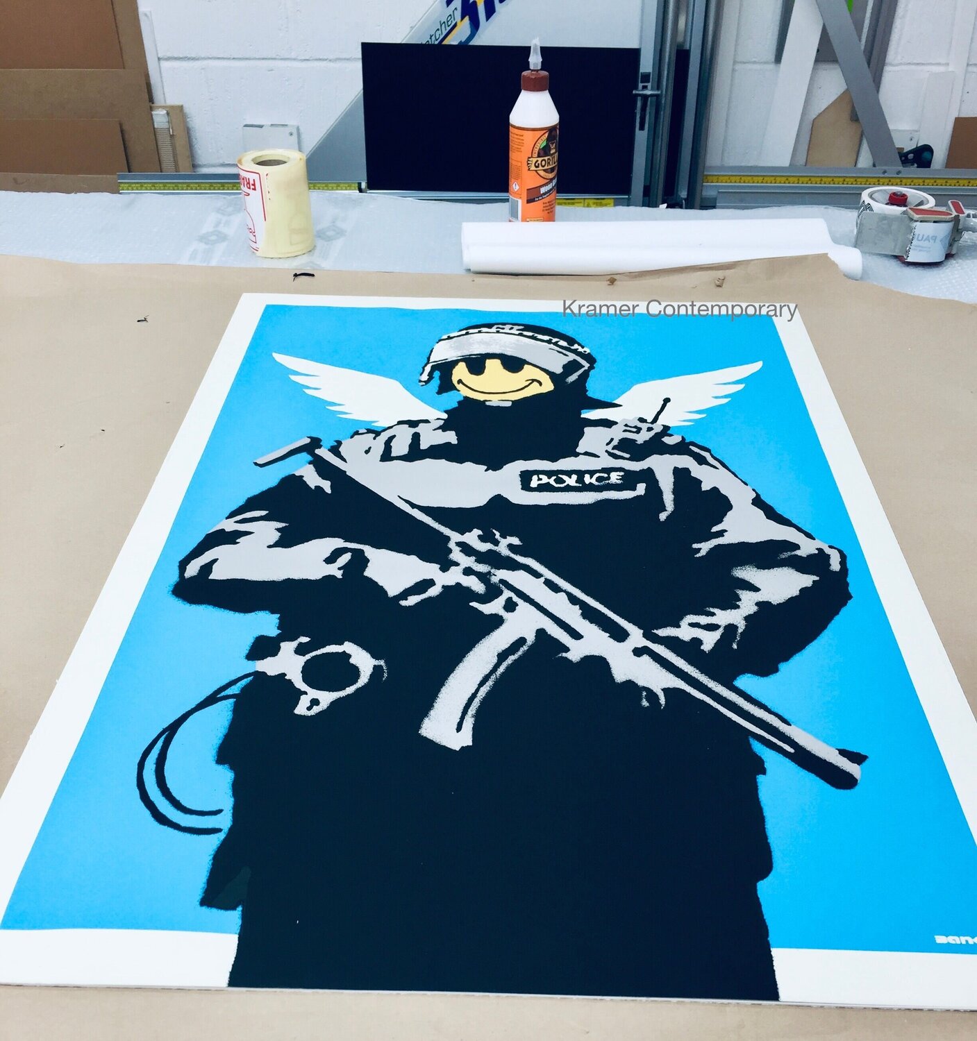 Flying Copper Banksy Print for sale