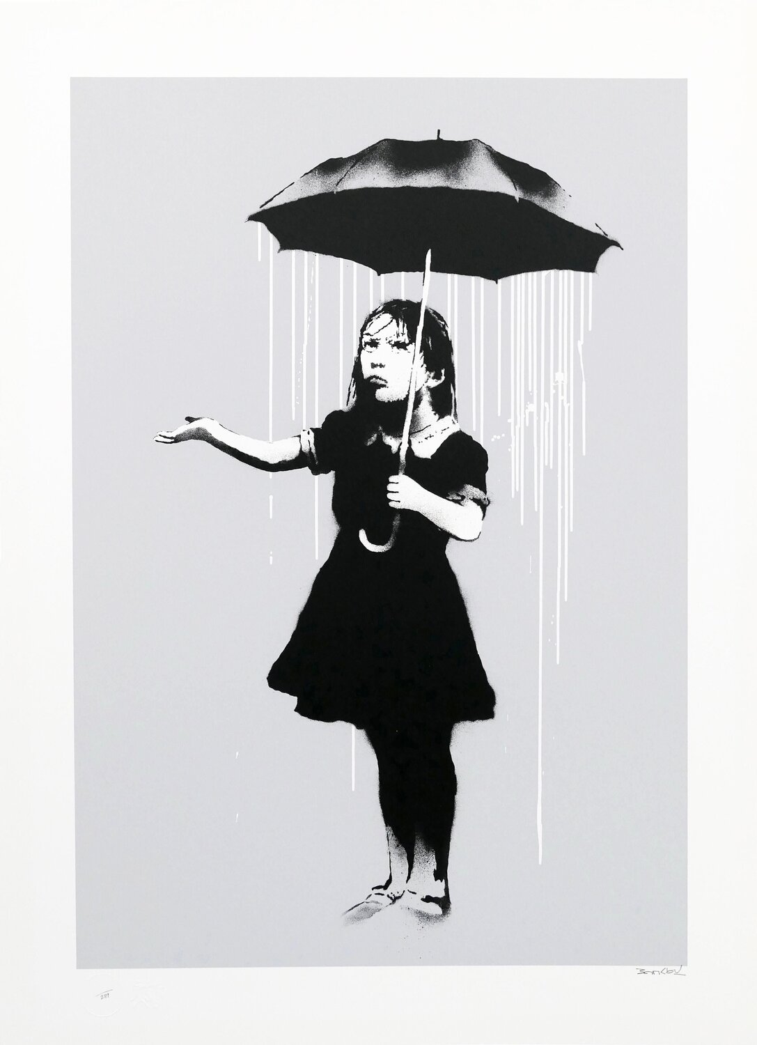 Nola (white rain) (Signed) Banksy Afdruk te koop