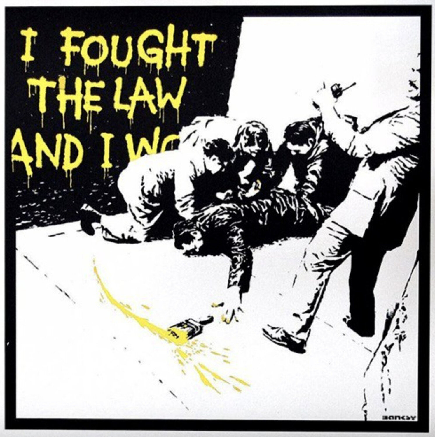 I Fought The Law (Yellow) Banksy Druck zu verkaufen