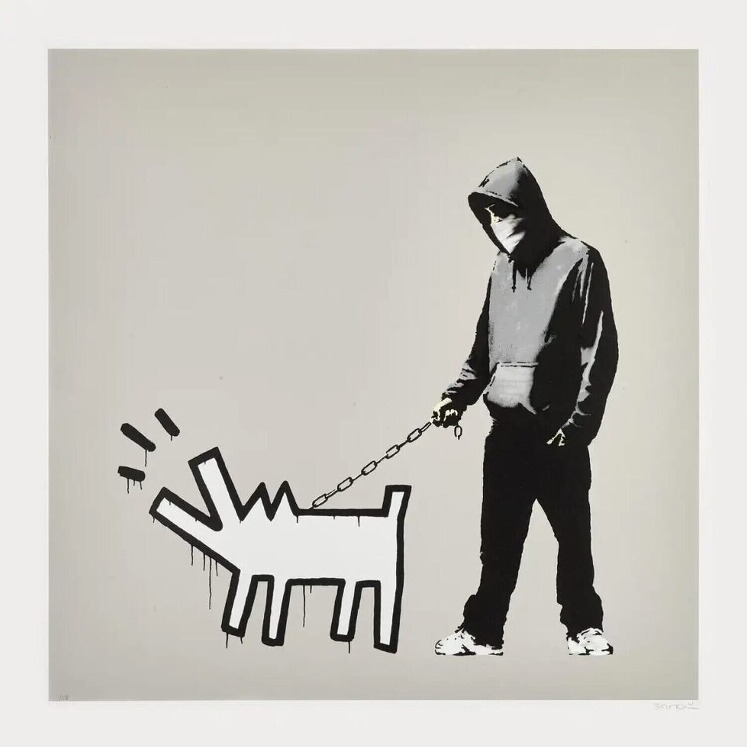 Choose Your Weapon (Queue Jumping Grey) Banksy Stampa in vendita