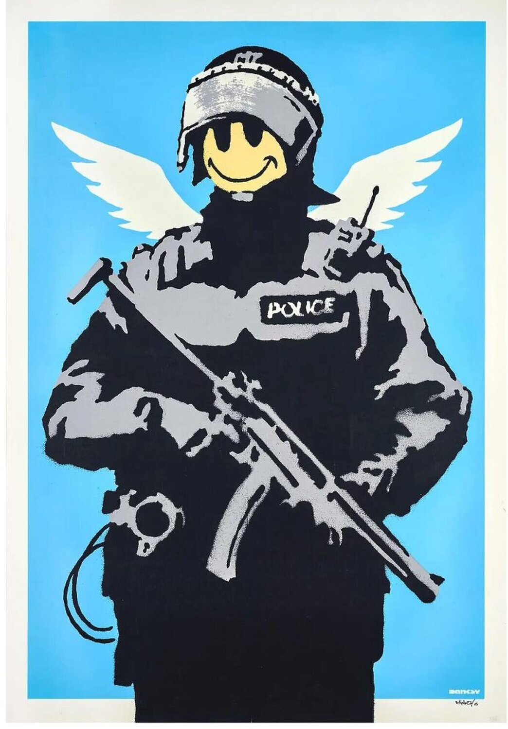 Flying Copper Banksy Print for sale