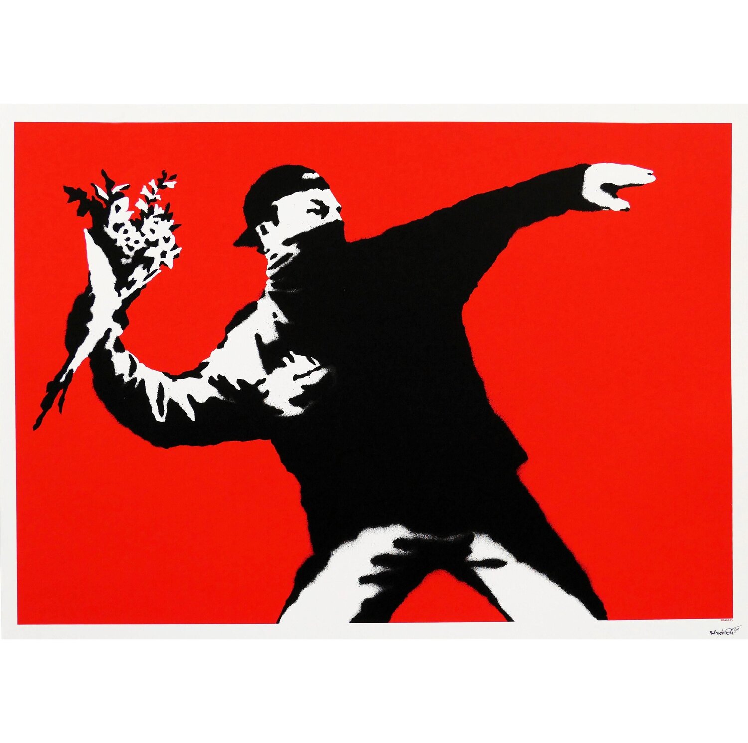 Love Is In The Air (Unsigned) Banksy Stampa in vendita