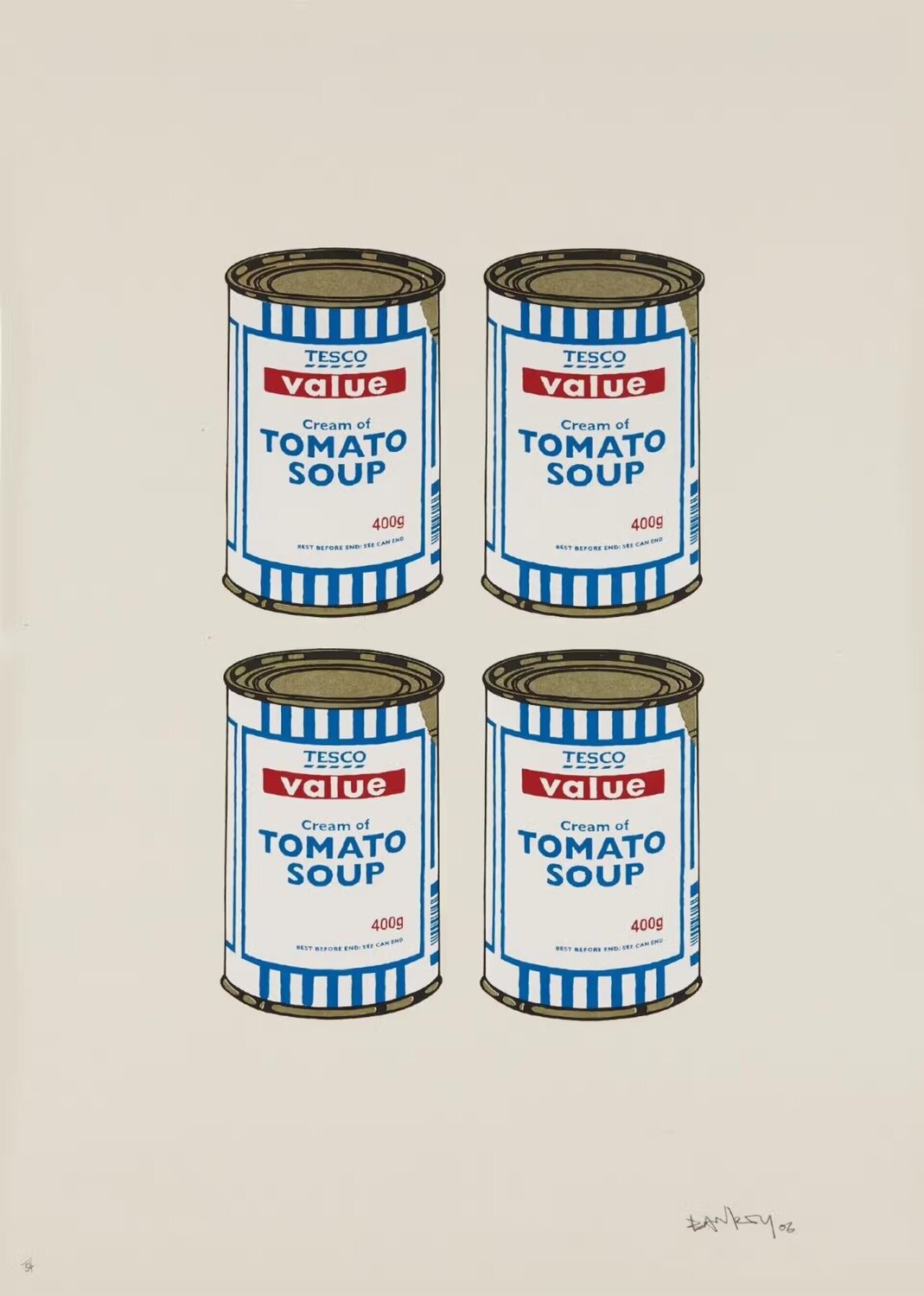 Soup Cans Quad (Cream Paper) Banksy Druck zu verkaufen