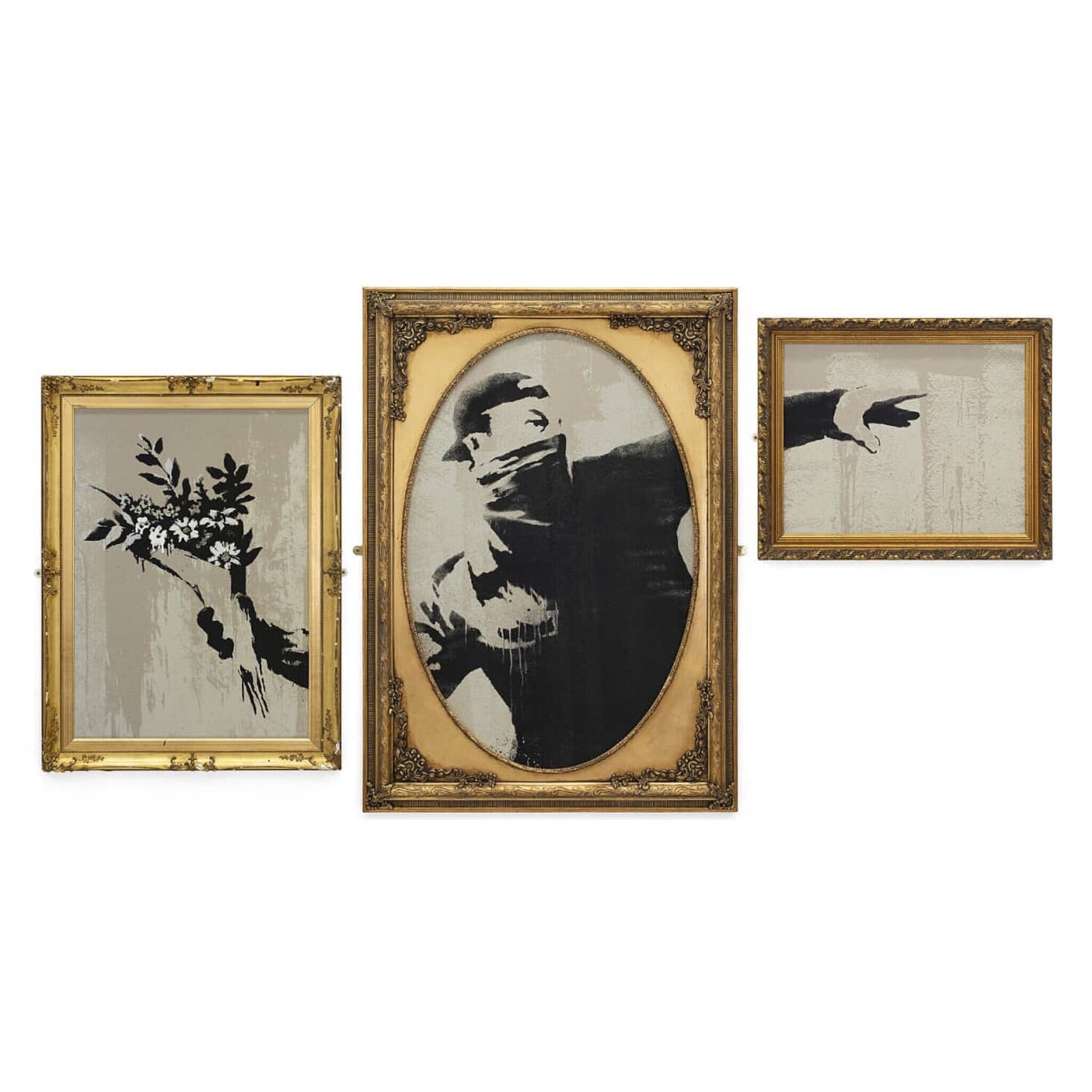Flower Thrower Triptych Banksy Stampa in vendita
