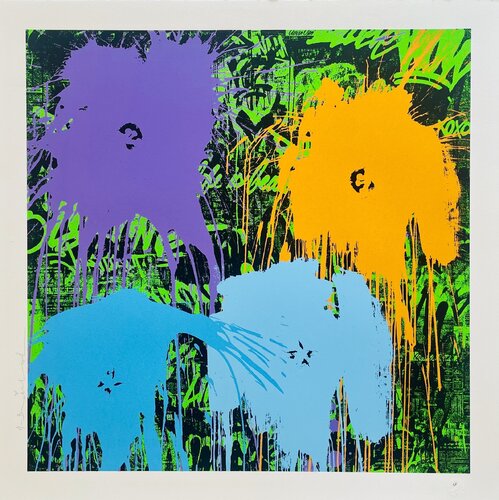 Flowarh$ (Variation Blue) von Mr. Brainwash, Druck kaufen auf Singulart