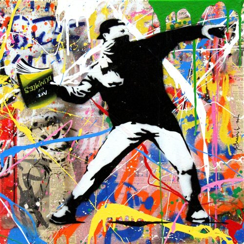 Banksy Thrower von Mr. Brainwash, Malerei kaufen auf Singulart