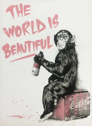 The World is Beautiful (Pink) di Mr. Brainwash, Stampa in vendita su Singulart