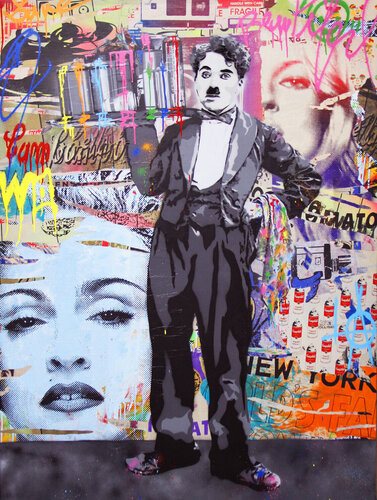 Chaplin- Spray Tray di Mr. Brainwash, Pittura in vendita su Singulart