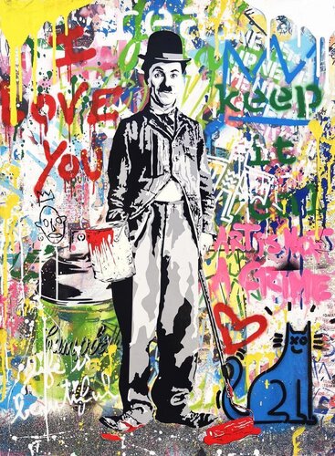 Chaplin di Mr. Brainwash, Stampa in vendita su Singulart