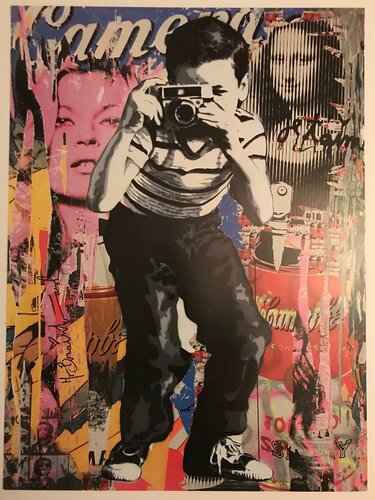 Mr. Brainwash Kate Moss Camera Lithograph Hand Signed NYC ICON'S Street Show 2010 van Mr. Brainwash, Afdruk te koop op Singulart