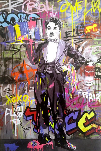 Charlie Chaplin, signed van Mr. Brainwash, Afdruk te koop op Singulart
