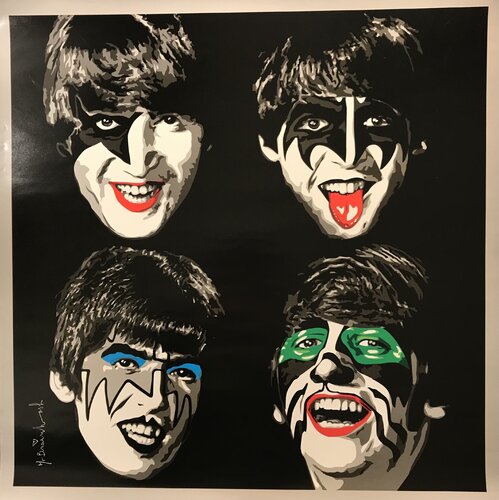 Kiss The Beatles Mr. Brainwash Print 2010 NYC ICONS Show Re-Mix Music van Mr. Brainwash, Afdruk te koop op Singulart