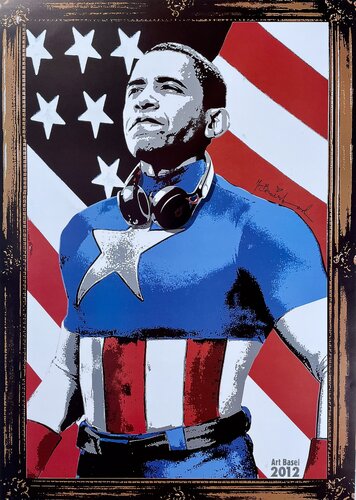 Obama Captain America van Mr. Brainwash, Afdruk te koop op Singulart