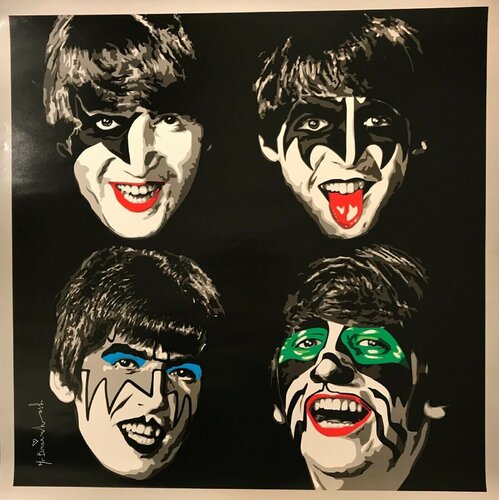 Mr. Brainwash "KISS The Beatles" 2010 ICONS Re-Mix Show New York City Opening van Mr. Brainwash, Afdruk te koop op Singulart