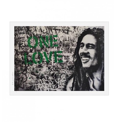 HAPPY BIRTHDAY BOB MARLEY - ONE LOVE (GREEN) van Mr. Brainwash, Afdruk te koop op Singulart