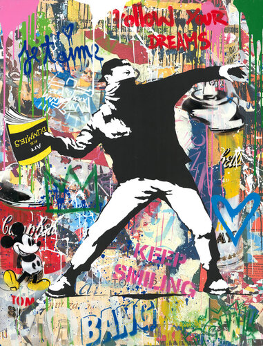 Banksy Thrower van Mr. Brainwash, Werk op papier te koop op Singulart