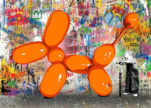Puppy Love (Orange) van Mr. Brainwash, Afdruk te koop op Singulart