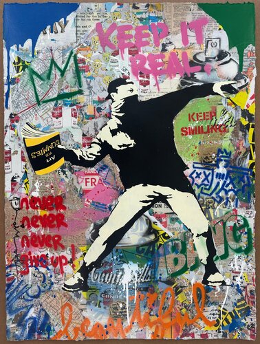 Banksy Thrower van Mr. Brainwash, Schilderij te koop op Singulart