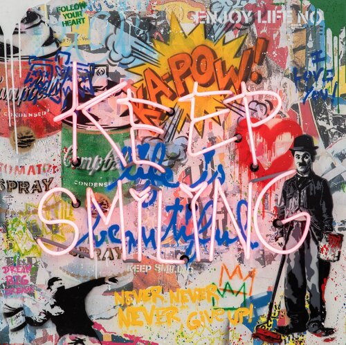 Keep Smiling van Mr. Brainwash, Schilderij te koop op Singulart