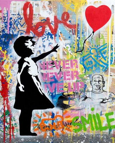 Balloon Girl (canvas) van Mr. Brainwash, Schilderij te koop op Singulart