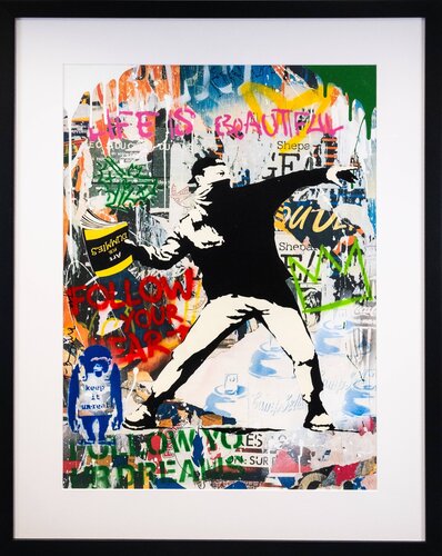 Banksy Thrower van Mr. Brainwash, Schilderij te koop op Singulart